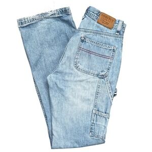 C1 Tommy Jeans Carpenter Distressed Straight Leg Y2K Vintage Sandblast‎ Denim